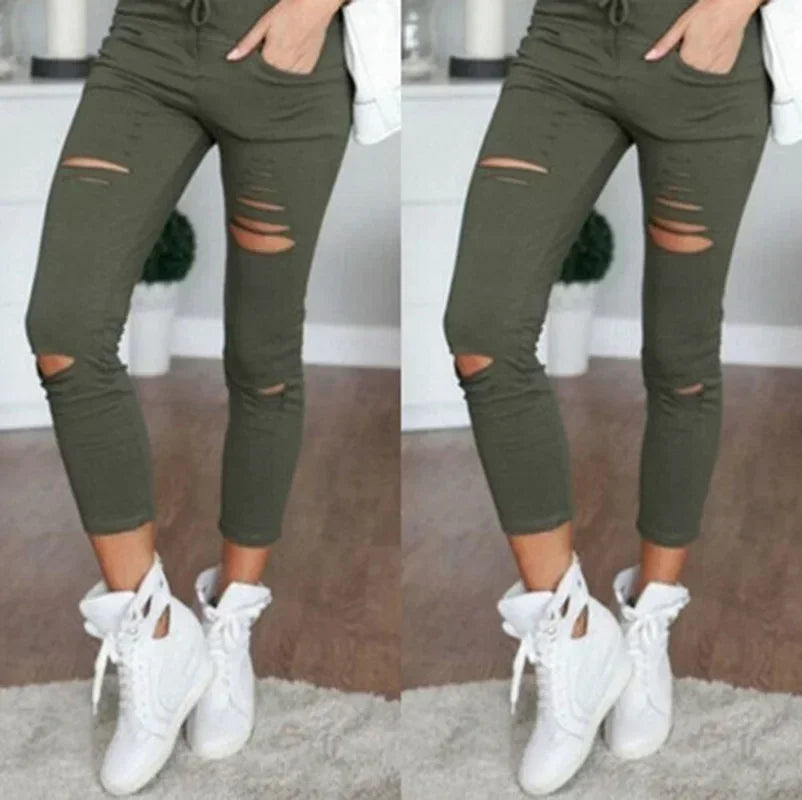 Zerrissene Jeans für Damen, große Größe, zerrissene Hose, Stretch-Bleistifthose, Leggings, Damenjeans, Damenjeans.