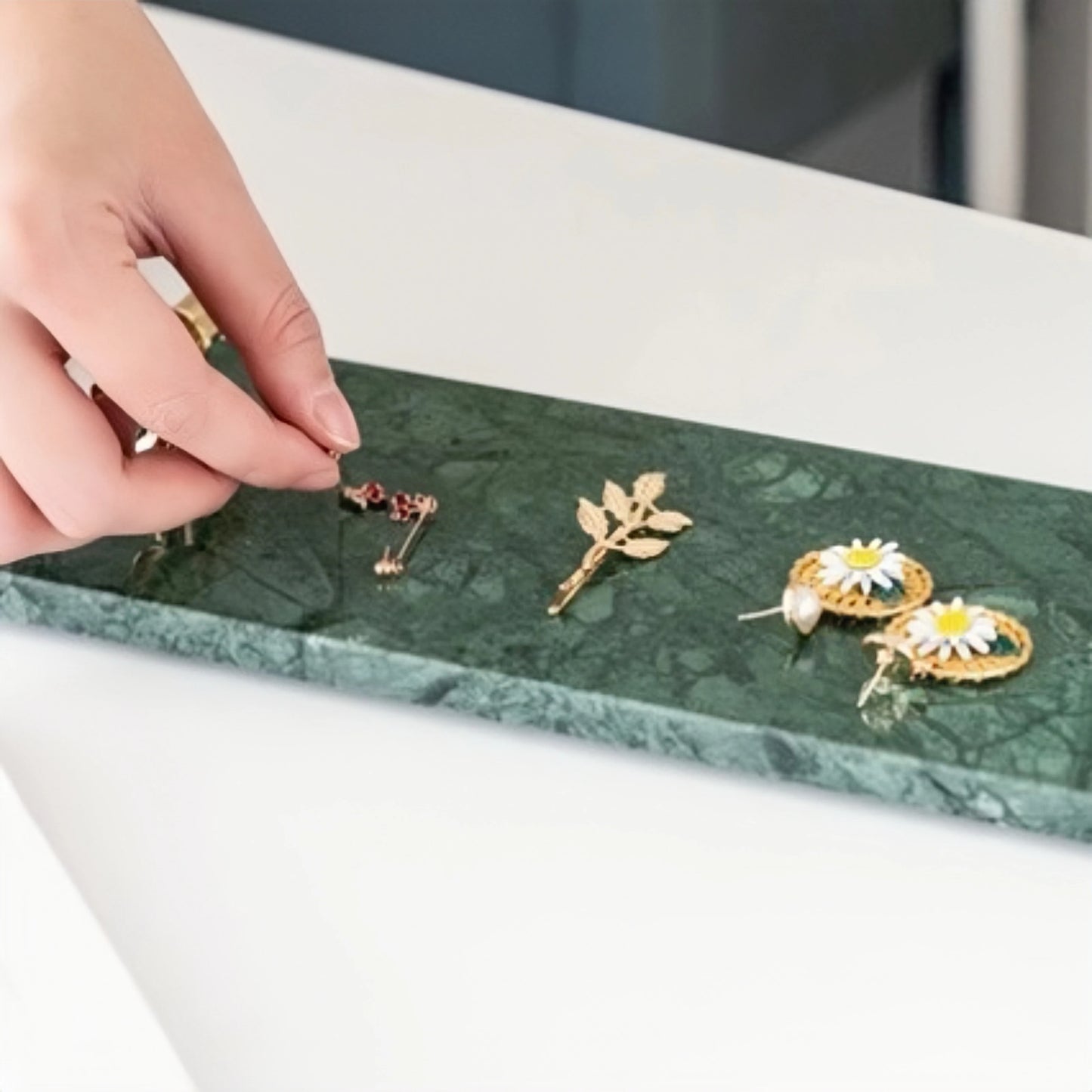 Guest Towel Holder Tray for Bathroom, 100% Natural White Marble Tray, Napkin Storage for-Bathroom, Decorative Vanity Stone Tray.