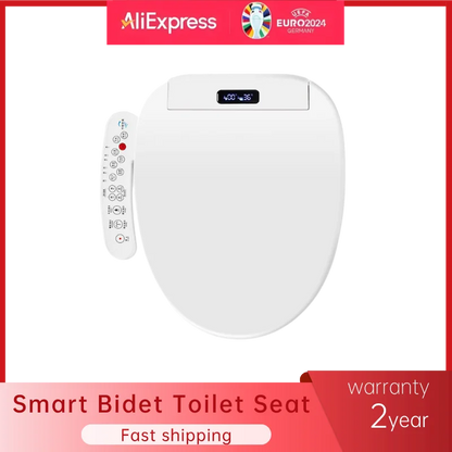 Intelligenter, länglicher Toilettensitzbezug – beheizt, wassersparend, automatische Reinigungsdüse, langsam schließend, trocken, LED-Licht für modernes Badezimmer
