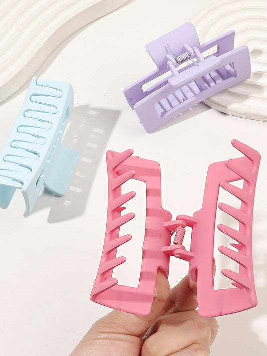 Big Hair Claw Clips Ice Cream Color 6 Pcs for Thick Hair,Square Hair Clips for Women Rectangle Nonslip Acrylic Banana Jaw Clips.