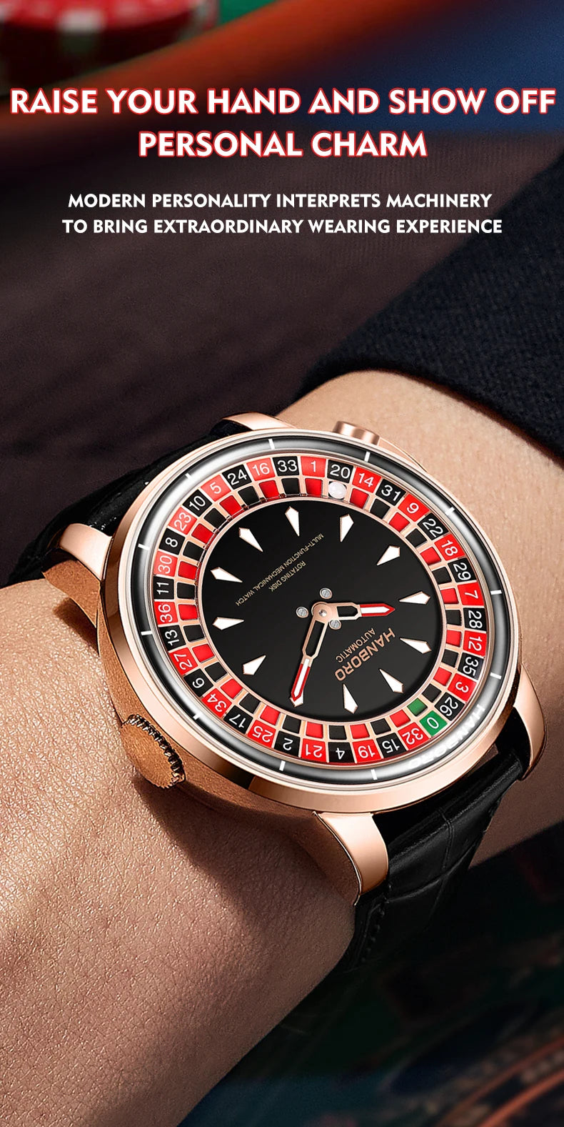 HANBORO men's fully automatic mechanical watch, roulette wheel, roulette wheel, men's watch 1001.