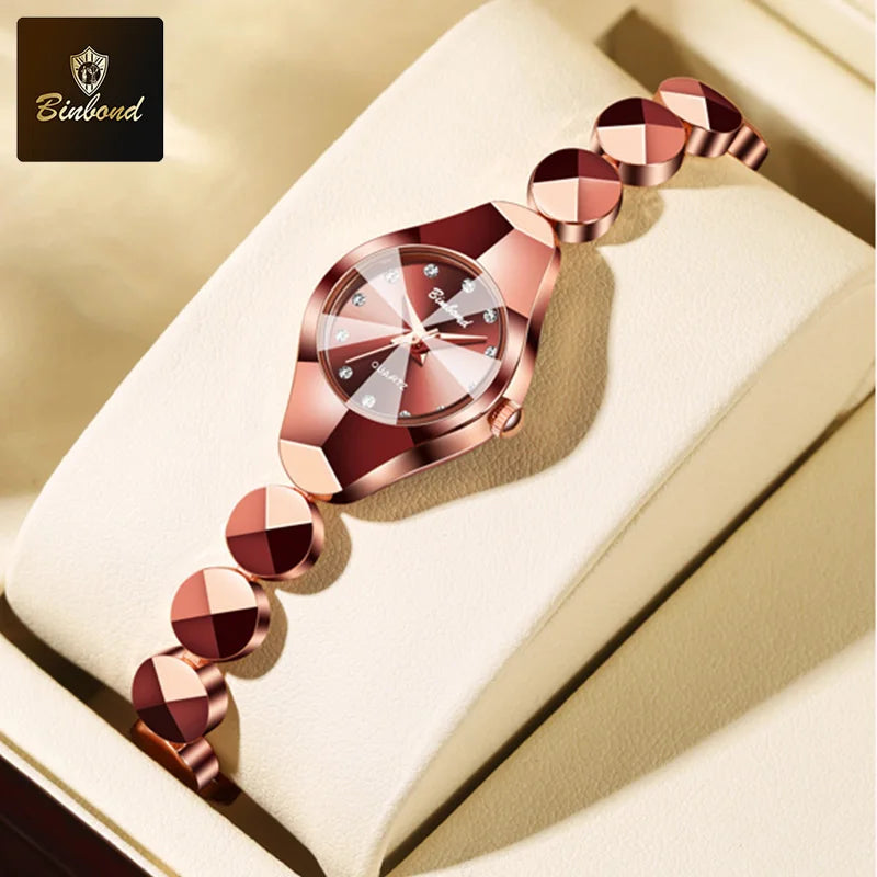 BINBOND Waterproof Watch Casual Fashion Quartz Watches Women Top Brand Luxury Stainless Steel Strap Elegant Business Women Watch