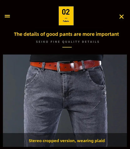 Frühling Herbst Xintang Denim Jeans Herren Slim Fit Casual Trendy Modische Alltagskleidung Blau Gerade Bein Hosen Elastische Taille
