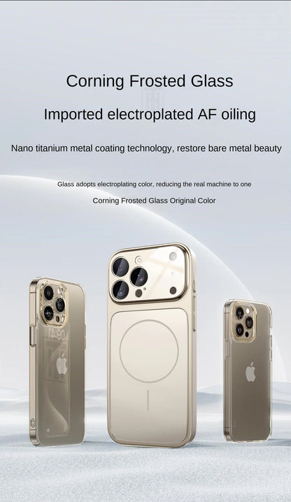 Luxury Large Frame Glass Lens Protect New Phone Case for iPhone 17 Air 16 15 14 13 Pro Max 17 Pro Magsafe Magnetic PC Hard Cover.