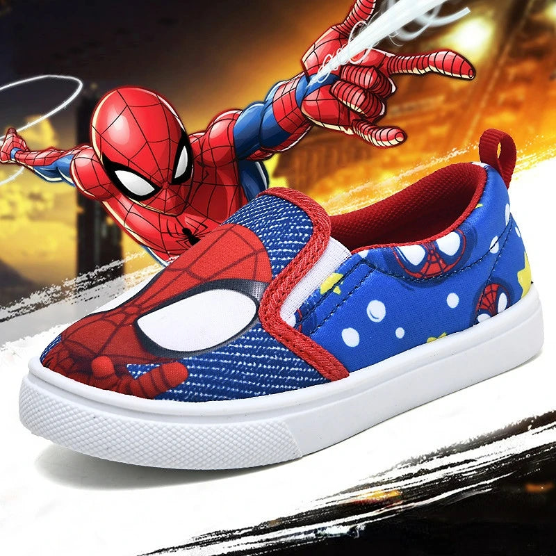 Disney Children's Casual Shoes Cartoon Fashion Blue Canvas Shoes Flats Spring Autumn Comfortable Shoes Size 25-29.