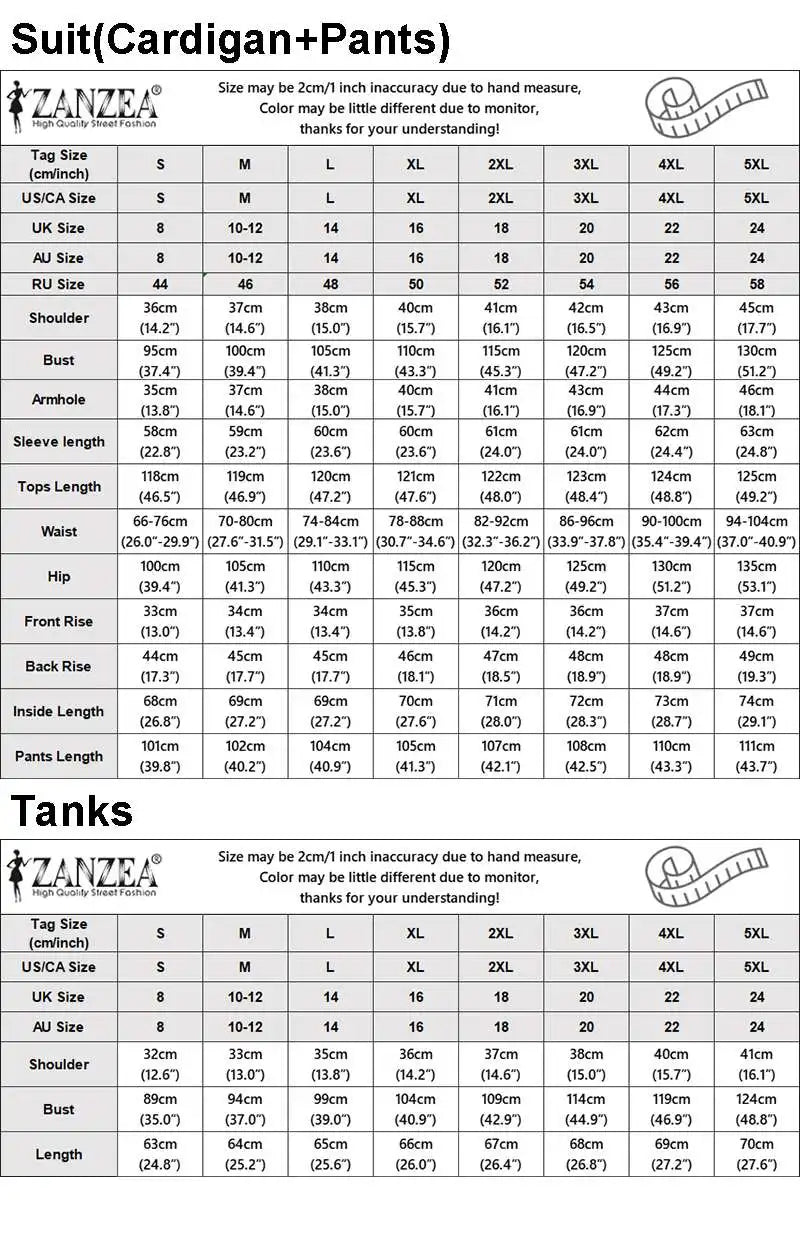 Women Autumn Tracksuits 3pcs Pant Sets ZANZEA Fashion Casual 3-Pieces Sets Solid Tank Tops and Cardigans Wide Leg Trousers Suit.