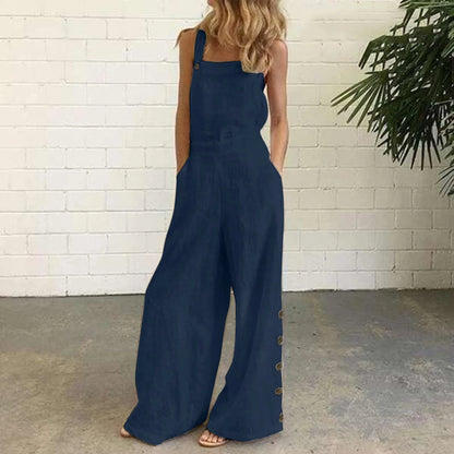 Evening Dresses Outfits Women'S Sleeveless Overalls Jumpsuit Casual Solid Summer Wide Leg Bib Pants Vestidos Verano Moda 2025.