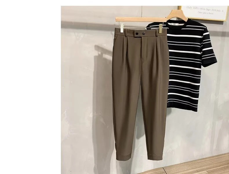 Luxury Fashion Straight Men's Casual Pants Spring Summer New Korean Suit Pant Harem Business Formal Male Trousers Trendy Brand