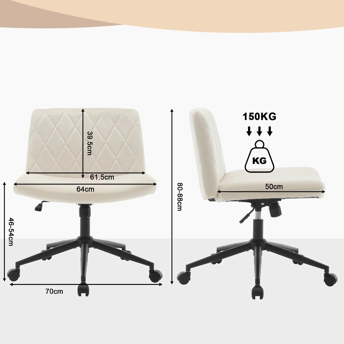 WOLTU Ergonomischer Bürostuhl aus Samt, drehbarer Rollenstuhl, Rückenlehne, gekreuzte Beine, neigbarer, höhenverstellbarer Schminkstuhl