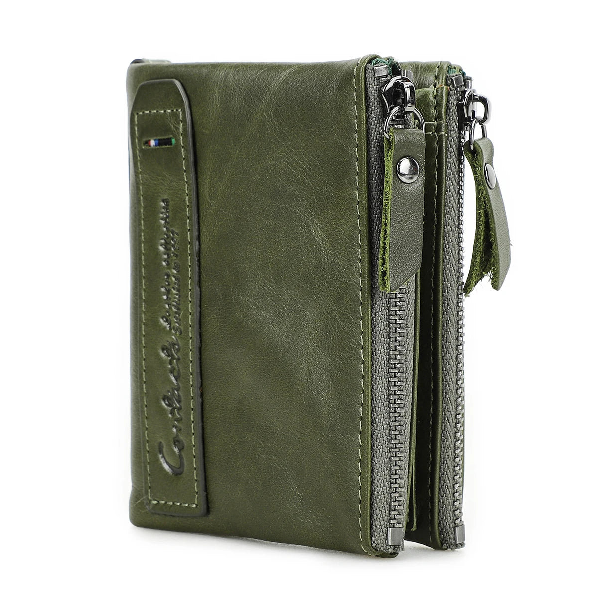 CONTACT'S Genuine Leather Short Wallets for Women Luxury Designer Coin Purse Female Money Clip Card Holder Customize Men Wallets