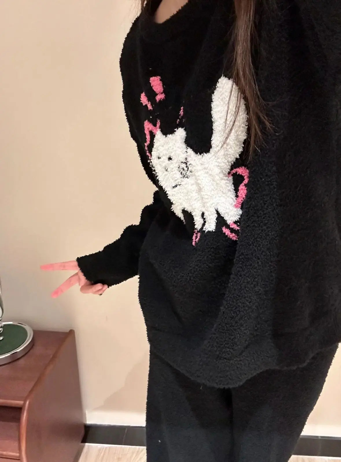 Kawaii Hello Kitty Pajamas Girl Sanrio Long-Sleeved Loungewear Sweet Young Student Girl  Warm Home Clothes Sleepwear Set