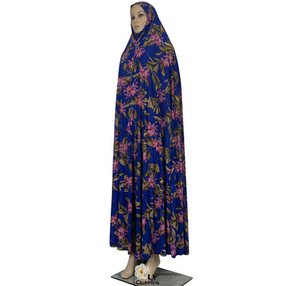 New Dubai Islamic Robe Ramadan Womens Hooded Abaya African Sleeveless Loose Soft Prayer Garment Muslim Floral Dress With Hijab.