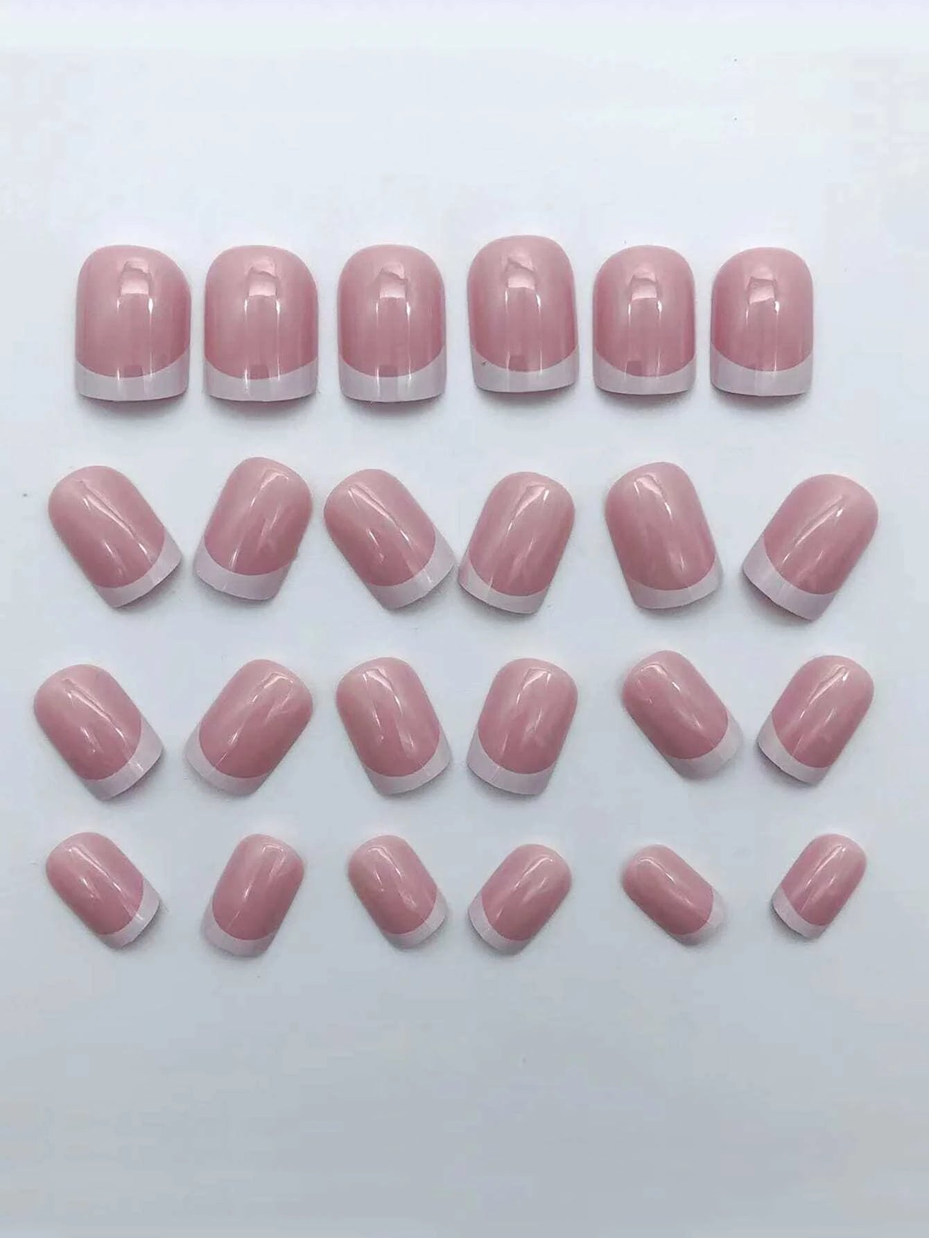 24pcs/set short square fake nails for women cute bride heart white french tips faux ongles y2k press on false nail supplies.