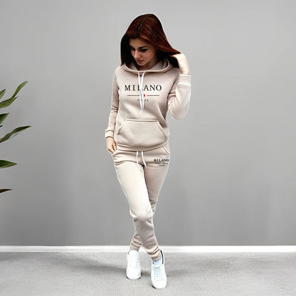 Autumn Winter Woman Clothing Printed Casual Sweatshirt Sweatpants Set Jogging Hoodie Tracksuit Sports Home Womens Pants Suit y2k.