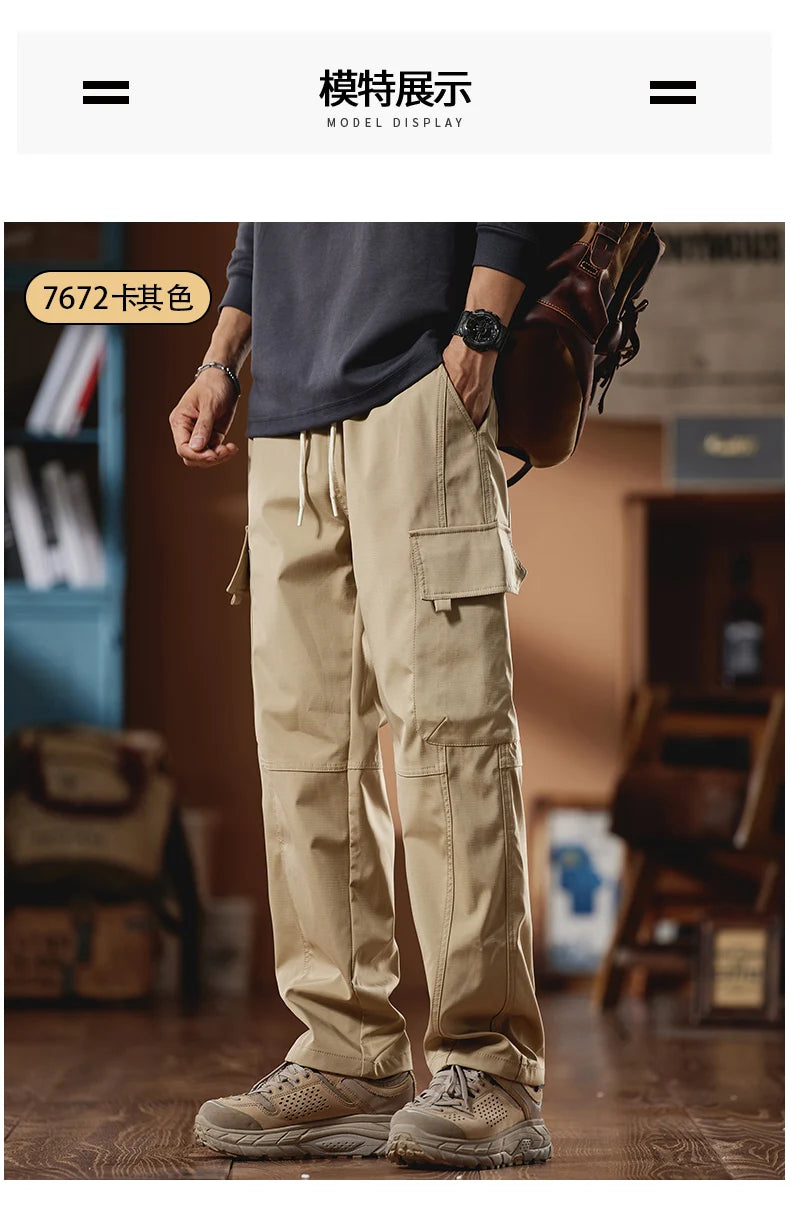 New in Tall Men Cargo Pants Elastic Waist Extra Long Length 115cm Male Waterproof Trousers Lengthened Slim Thin Leg 190cm 200 Cm.