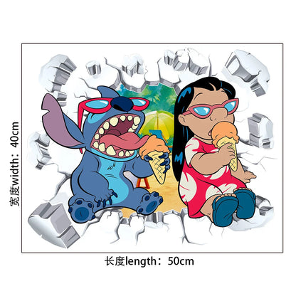 Cartoon Lilo & Stitch Baby Movies Wall Stickers For Kid's Room Kindergarten Living Room Bedroom Wall Decoration Animated Poster.