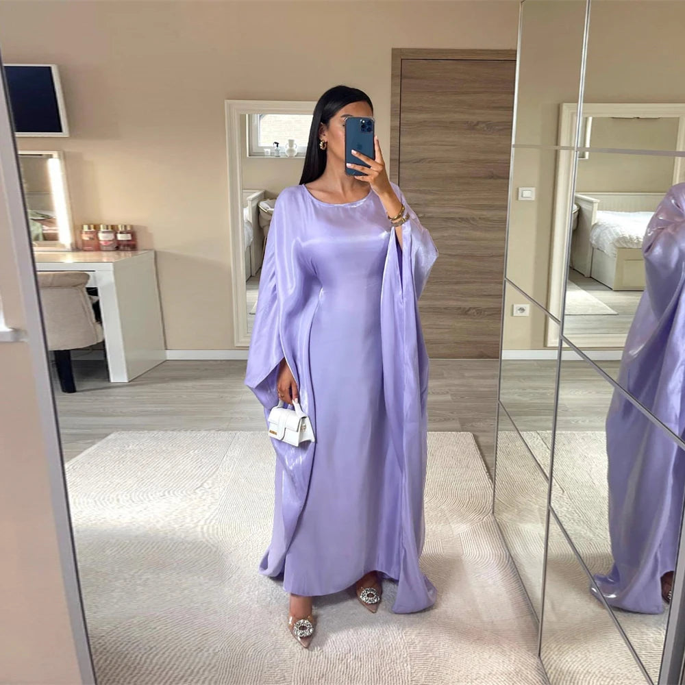 Batwing Butterfly Satin Abaya Dubai Luxury Muslim Kaftan Maxi Dress Abayas For Women Kebaya Robe Caftan Marocain Femme Vestidos.