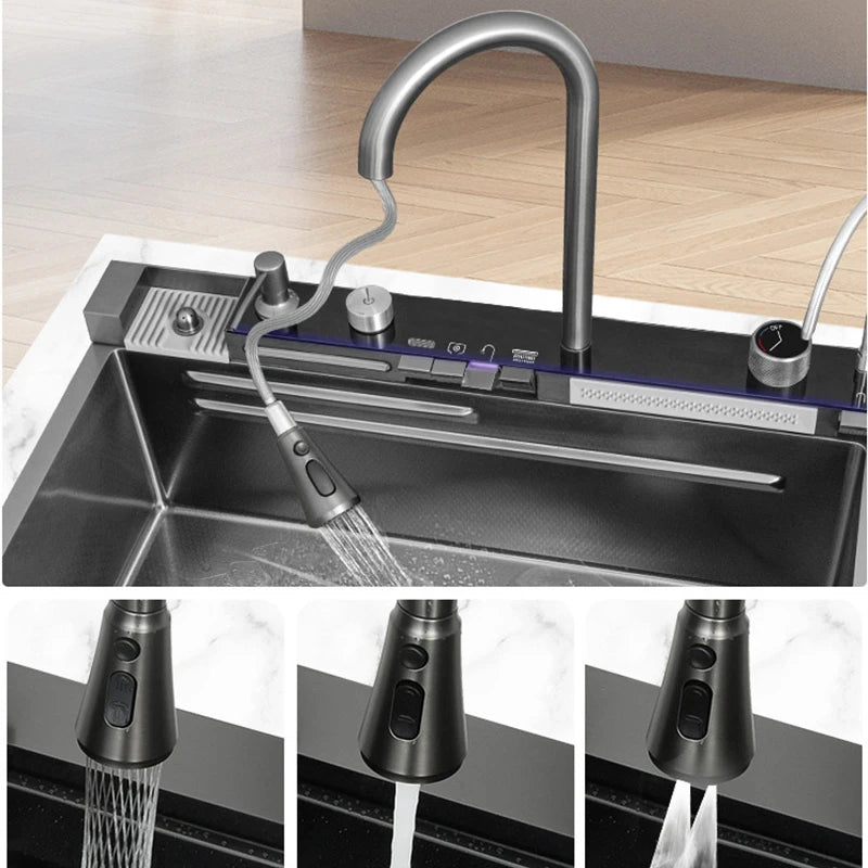 Wvier multifonction Whale Shaped Large Sink rubinetto cucina lavello cosas para casa waterfall kitchen-sink