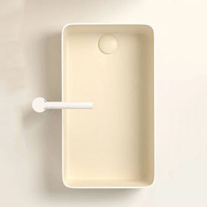 Rechteckiges Waschbecken aus Porzellan-Keramik für Badezimmer, modernes Waschbecken über der Theke mit Abflussset, Waschtischwaschbecken auf der Arbeitsplatte