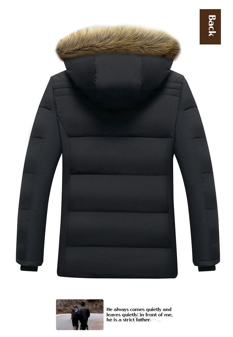 Winter Men's Cotton Jacket with Fleece for Middle-aged and Elderly People Warm Coat, Windproof Winter Coat Parka Coat.