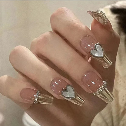 24pcs(+Tools) Pearl Bow Nude Pink Press On Nails White French Fingertips Almond Full Cover Fasle Nails New Year Nail Accessories