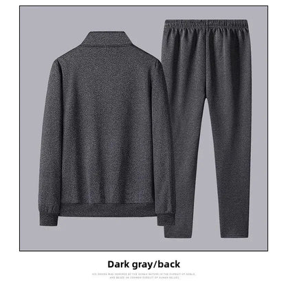 Men's Sportswear Set Spring Autumn Loose Stand Collar Two Pieces Casual Running Outfit Dad Clothes Comfortable Fitness Apparel.