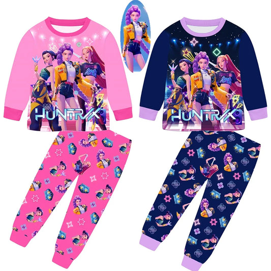 Movie Kpop Demon Hunters Kids Clothes Set Pajamas Sets Boys Daily Nightgowns Girls Long Sleeve T Shirt+Pants 2pcs Set.