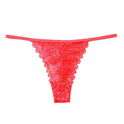 Summer Panties Women Low Rise Cotton T-Shape Panties Crochet Lace Hollow Out Breathable Thong Women Briefs Thin.