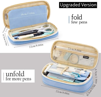 Lila Federmäppchen, großes Fassungsvermögen, Stifttasche, doppellagig, für Studenten, Beutelhalter, Box, Büro, Schreibwaren, Schulanfang.