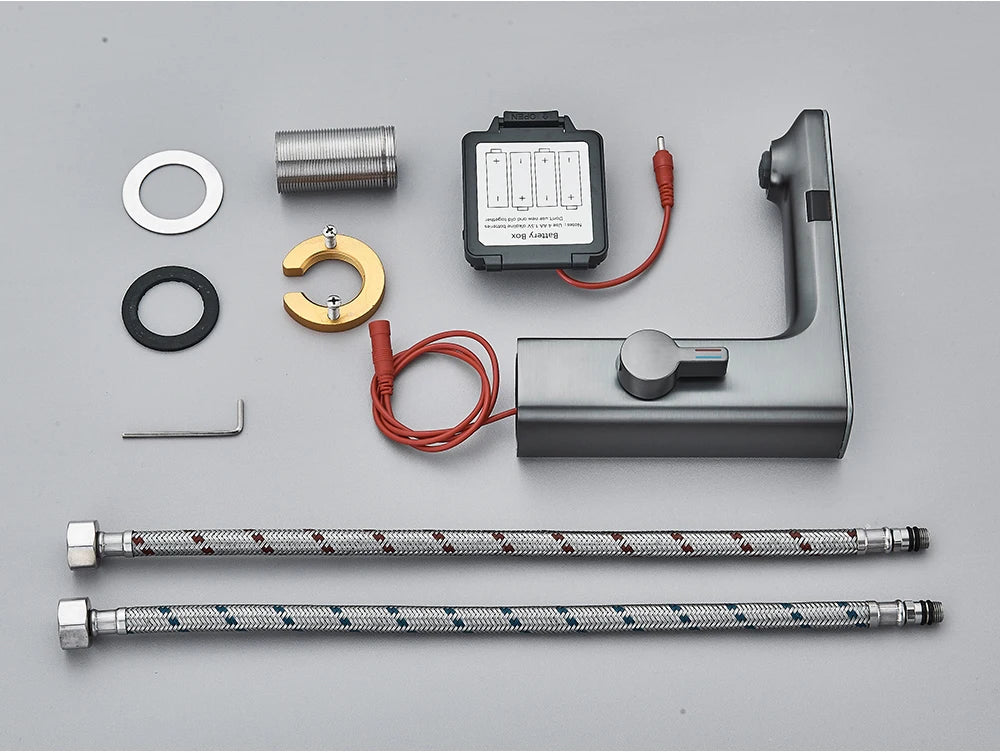 White Smart Sensor Basin Faucet Screen Digital Display Hot Cold Water Mixer Tap Touchless Vanity Sink Faucet For Bathroom