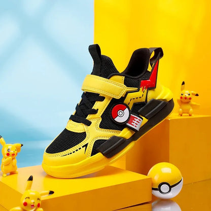 Pokemon Pikachu Children Sports Shoes Spring and autumn Fashion Anime Boy Sneakers Student Breathable Non-slip Running Shoe.
