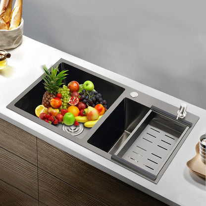 [Edelstahlspüle] Doppelbecken-Küchenspüle aus Edelstahl 304, modernes Design – großes Fassungsvermögen, langlebig