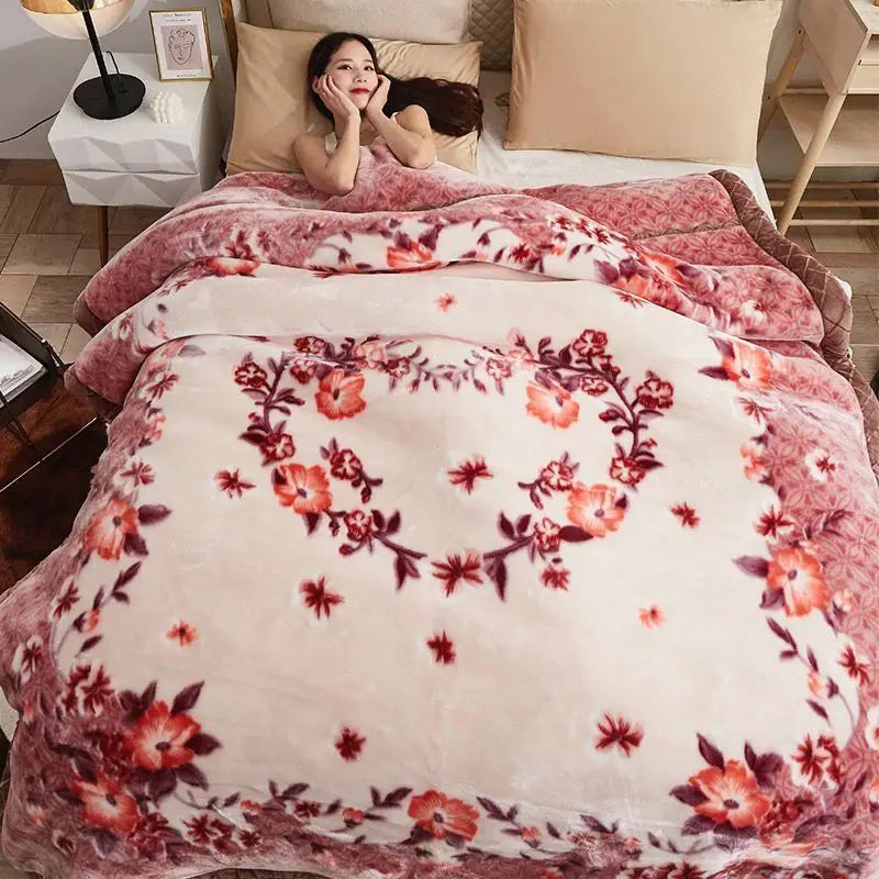 Two People Simple Geometric Printed Blanket Autumn Winter Bedroom Office Nap Quilt Anti Static Machine Washable Bedding Sheets.