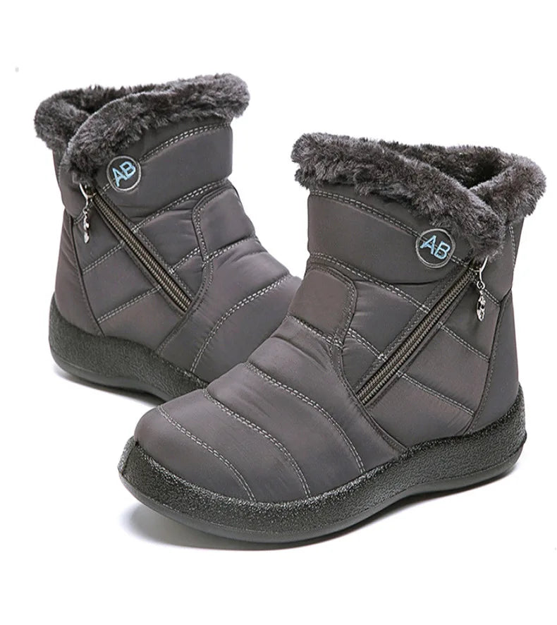 Boots Women's Ankle Boots With Fur Waterproof Snow Botas Mujer Elegant Winter Shoes For Woman Winter Boots Casual Black Footwear