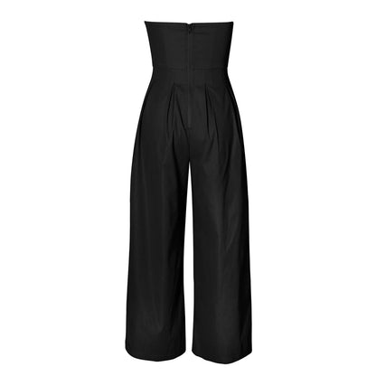 Tube Jumpsuit Women Strapless Sleeveless Rompers Wide Leg High Waist Jumpsuits Solid Color Summer Party Commute Outfits Clothes.