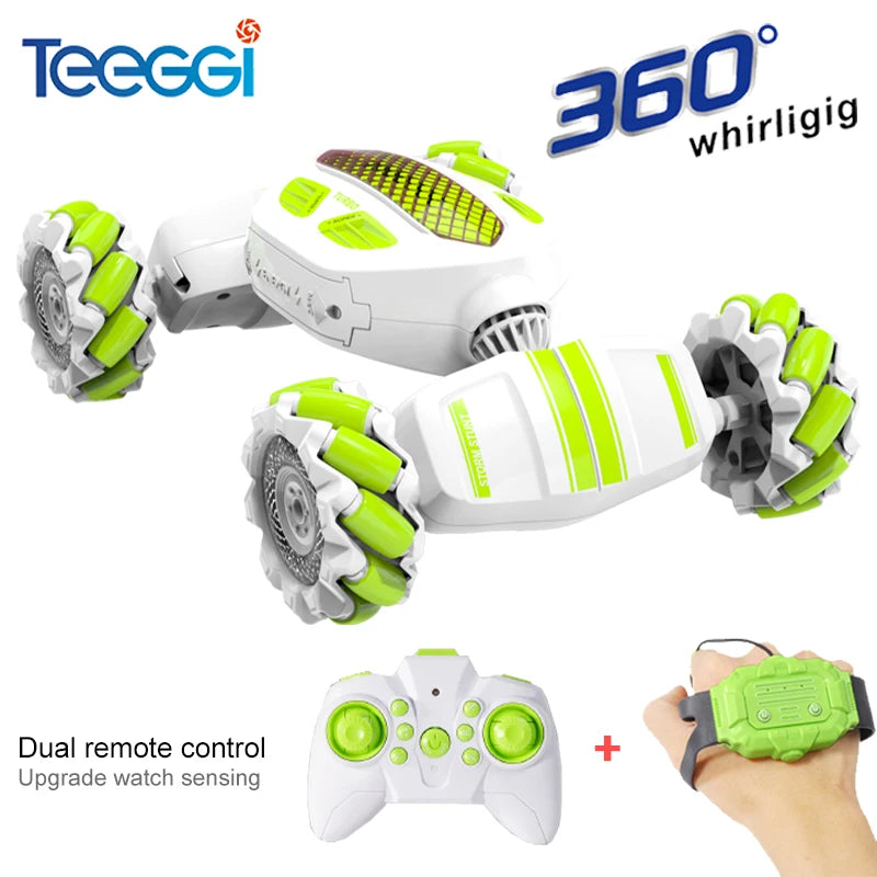 Teeggi S922 2.4G RC Stunt Car 4WD Double Remote Control 360° Degree Rotation RC Off Road Climbing Kids Rc Drift Car Toy for Gift.