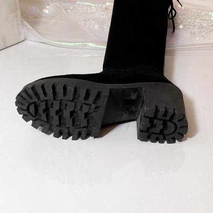 2025 Spring and Autumn Winter Over The Knee Boots Stretch Skinny Leg Long Tube Women's Boots Round Toe High Heel Plus Size.