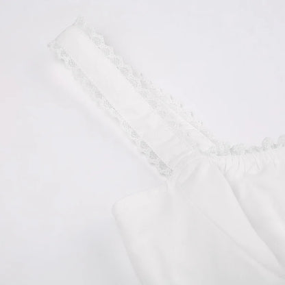 Weiß Spitze Up Rüschen Backless Sexy Kleider Frauen 2023 Roben Elegante Abend Party Kleid Bodycon Mini Sommer Kleid Vestidos