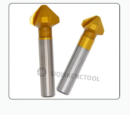 SLUGB 90 Grad 3-schneidiges HSS-Fasenfräser-Schaftfräser-Werkzeug für Holz, Stahl, Senker, Bohrer-Set, Elektrowerkzeug, fertig