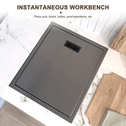 Versteckte Tassenwaschmaschine, Küchenspüle aus Edelstahl, kleiner Einzeltank mit Deckel, multifunktionales Bar- und Balkonwaschbecken