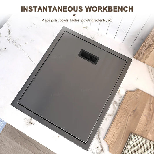 Versteckte Tassenwaschmaschine, Küchenspüle aus Edelstahl, kleiner Einzeltank mit Deckel, multifunktionales Bar- und Balkonwaschbecken