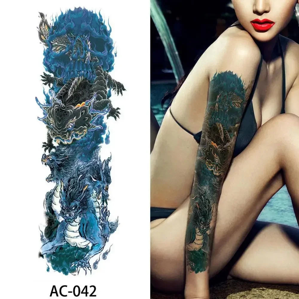 16 Designs Full Arm Temporary Tattoo Sleeve Waterproof Tattoos For Cool Men Women Tattoos Stickers On The Body Art #272596.