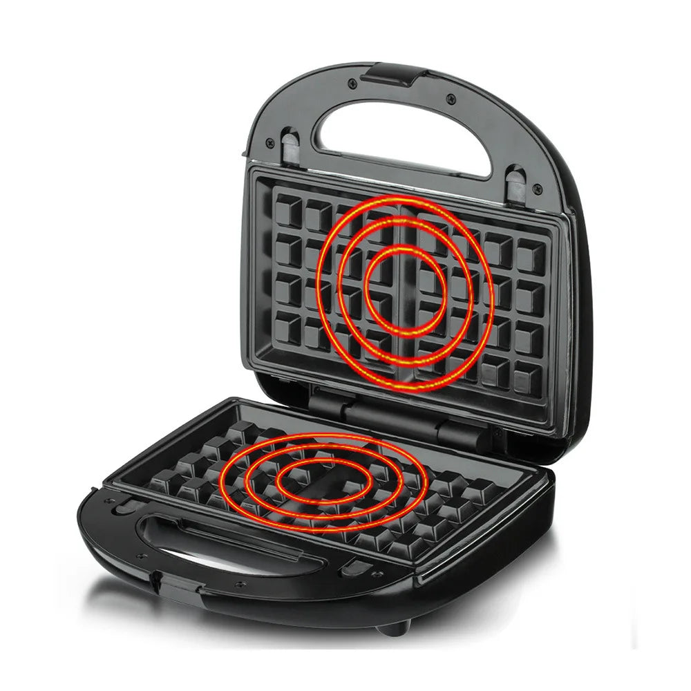 8-in-1 Breakfast machine with Interchangeable Plate Sandwich Maker, Waffle & Donut Maker with Non-stick Coating.