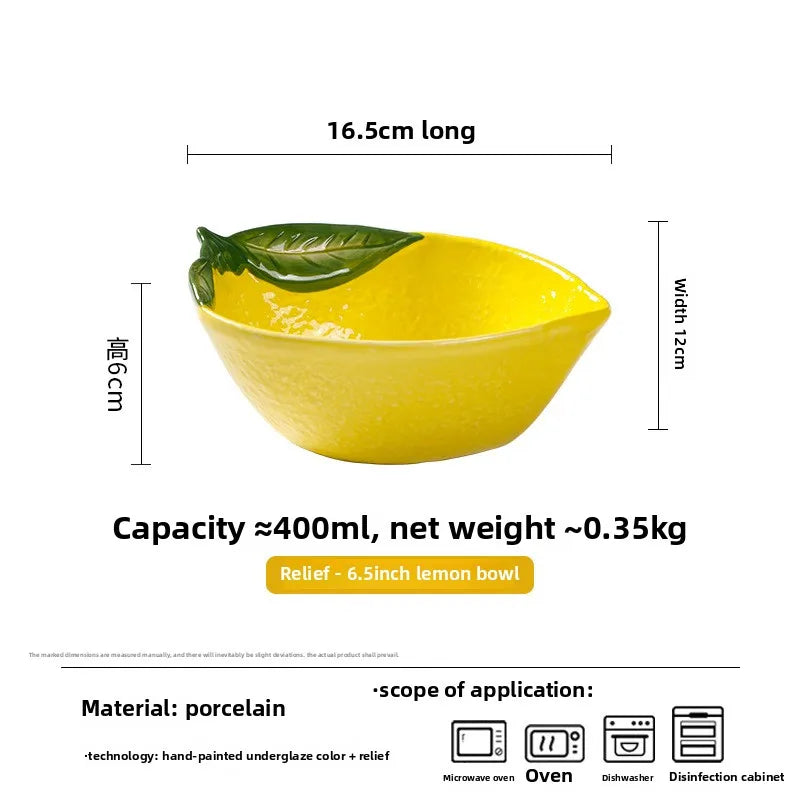 Creative Lemon Plate Ceramic Fruit Dish Ins Style Home Dining Thai Restaurant Tableware.