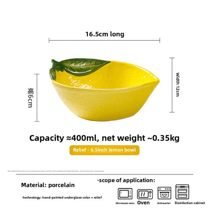 Creative Lemon Plate Ceramic Fruit Dish Ins Style Home Dining Thai Restaurant Tableware.