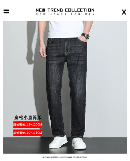 190 cm 200 cm hohe Jeans für Herren, gerade, normale Passform, Denim-Hose, männlich, Teeneeger, Stretch, extra lang, Länge 110, 115 cm, 120 cm, verlängert.