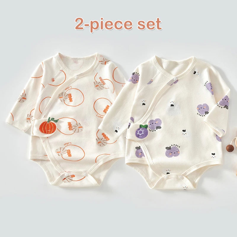 Ircomll 2-teiliger Frühlings- und Herbst-Body für Neugeborene, Baumwolle, langärmelig, Kleidung, Säuglingskleidung, Pyjama, Overalls für Mädchen und Jungen, 0–6 Monate