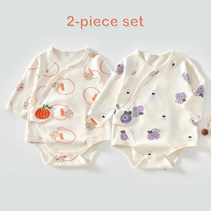 Ircomll 2-teiliger Frühlings- und Herbst-Body für Neugeborene, Baumwolle, langärmelig, Kleidung, Säuglingskleidung, Pyjama, Overalls für Mädchen und Jungen, 0–6 Monate