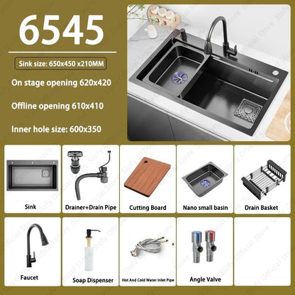 Multifunctional Kitchen Sink Large Capacity Single Bowl Stainless Steel Sink Vegetable Workstation With Faucet Drain Accessories