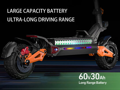 Dual Motor Powerful Electric Scooter, 80km Range, Load 200kg, Foldable Fast Electric Scooter for Heavy Adults.